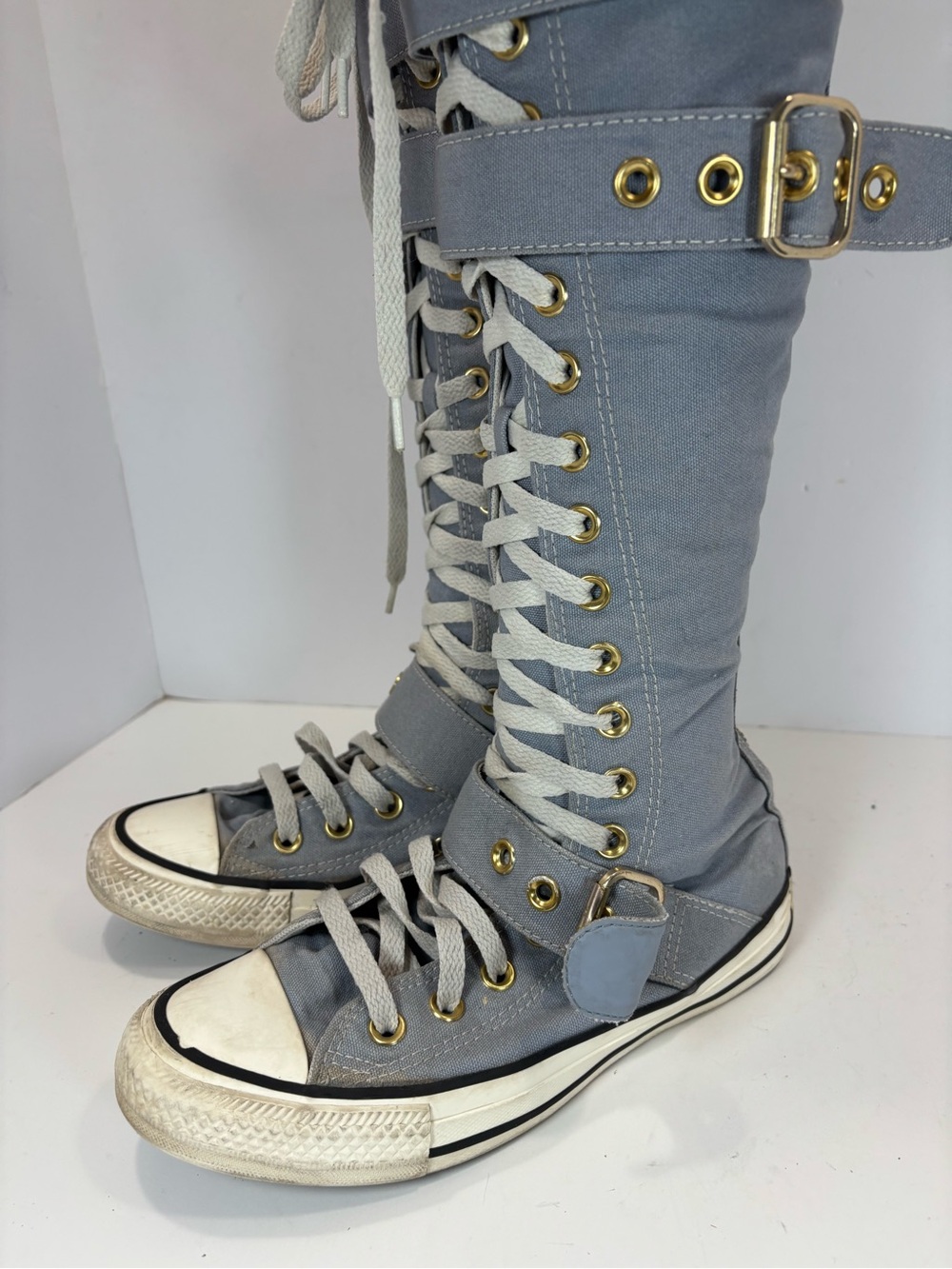 Converse Chuck Taylor All Star XXHi Buckles Knee-High Boots Blue Women 5.5 Y2K